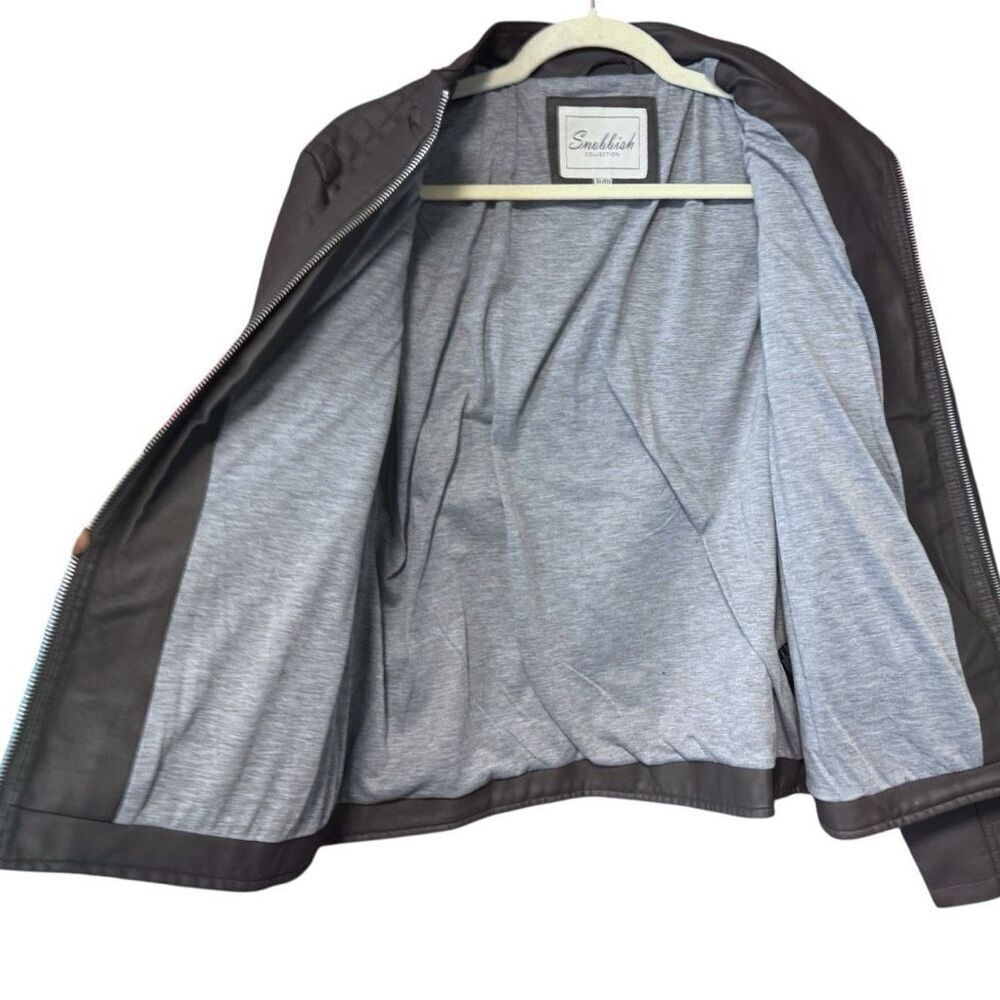 Charcoal Gray Faux Leather Zip Up Mock Neck Jacket XL NWT - Snobbish - Picture 11 of 16